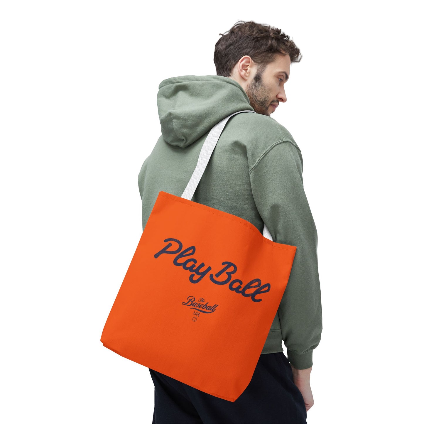 Play Ball Tote Bag_Orange with Navy Print