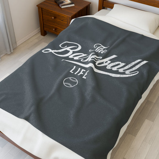 Velveteen Plush Blanket_Dark Gray with White Print