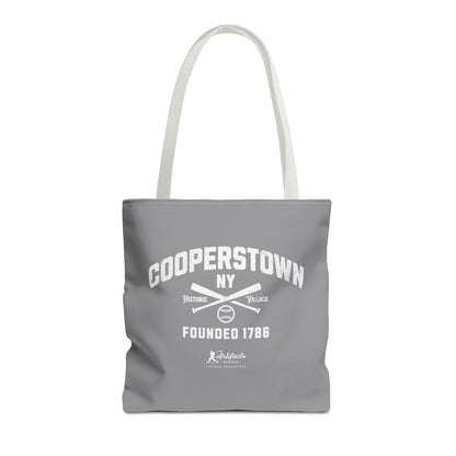 Cooperstown, NY Tote Bag_Gray w White Print