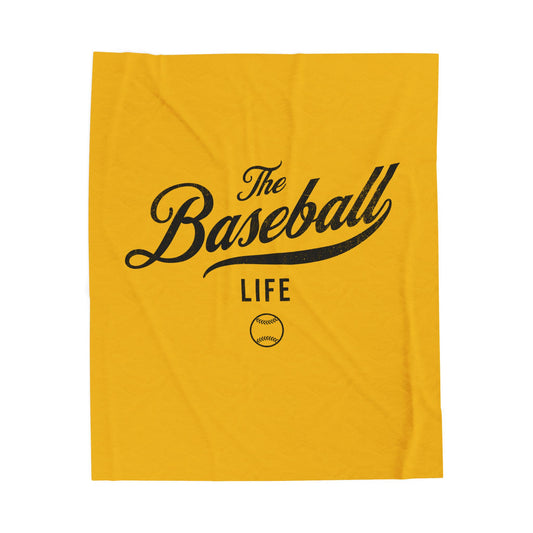Velveteen Plush Blanket_Yellow Gold with Black Print