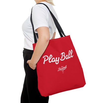 Play Ball Tote Bag_Red with White Print