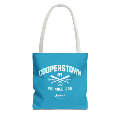 Cooperstown, NY Tote Bag_Turquoise w White Print