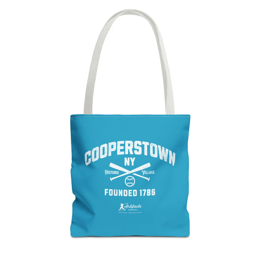 Cooperstown, NY Tote Bag_Turquoise w White Print