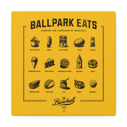 Ballpark Eats_Feeding the Language of Baseball Wall Art Canvas_Yellow Gold