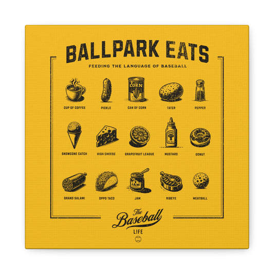Ballpark Eats_Feeding the Language of Baseball Wall Art Canvas_Yellow Gold
