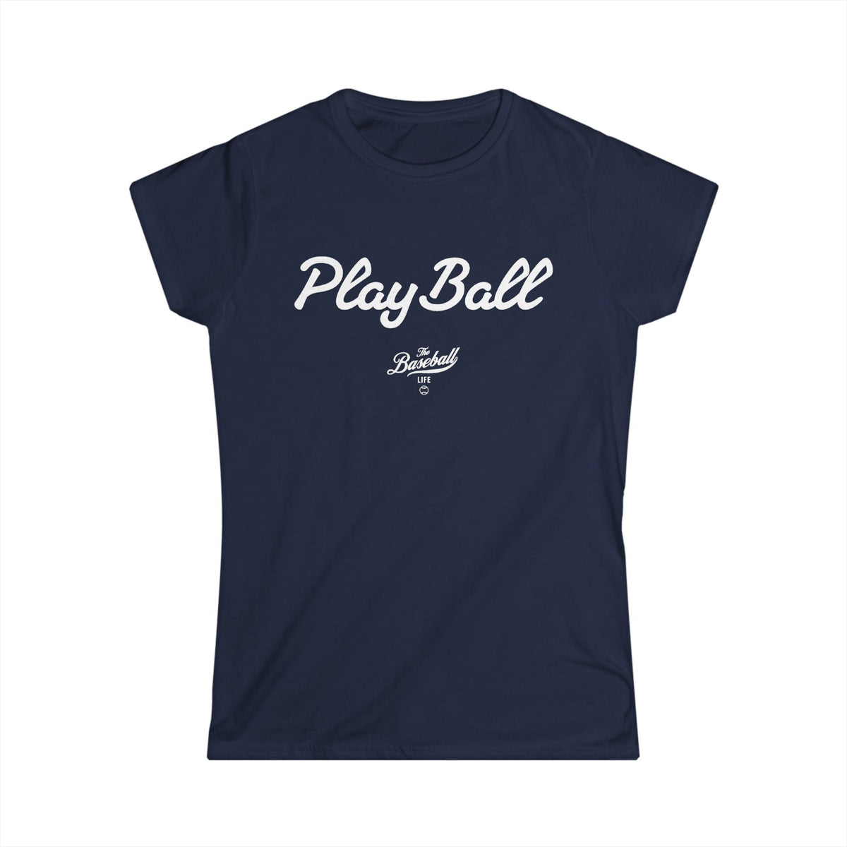 Play Ball Women's Baseball T-Shirt - White Print