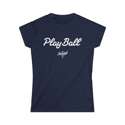 Play Ball Women's Baseball T-Shirt - White Print