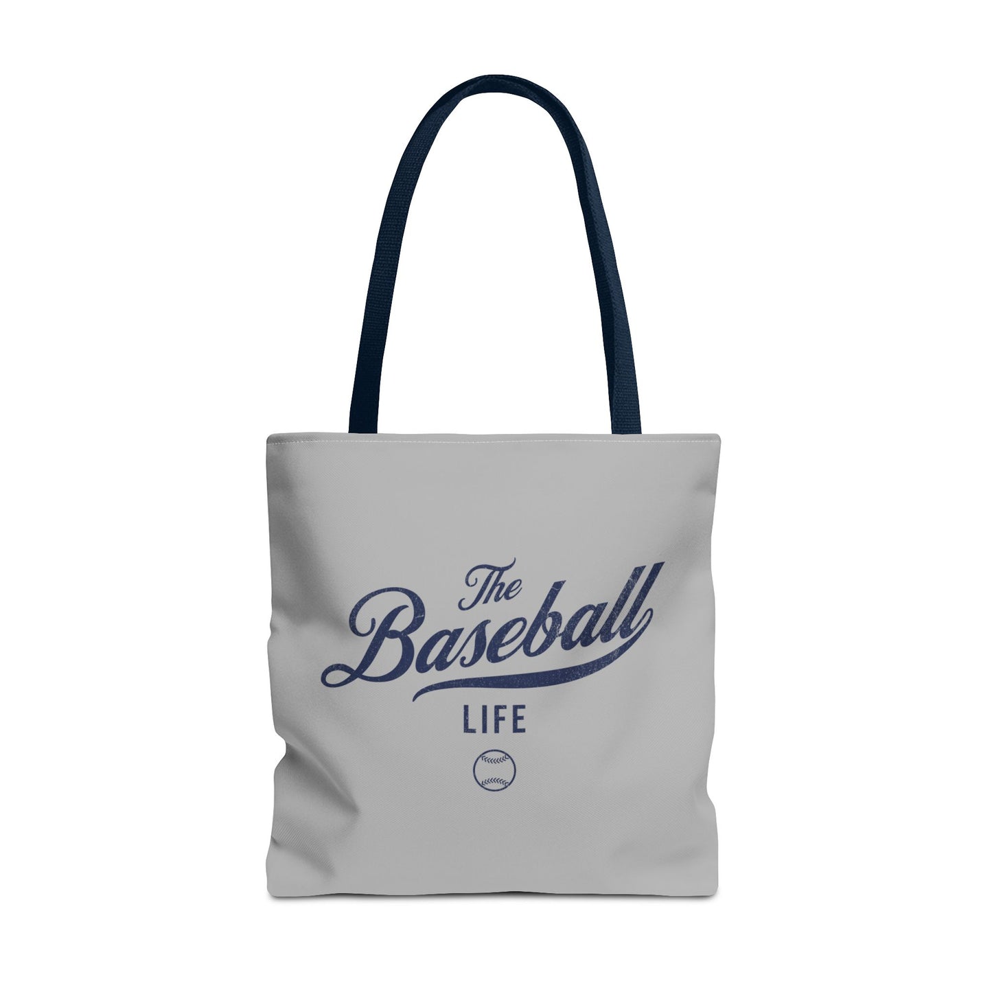 The Baseball Life Tote Bag_Gray w Navy Print