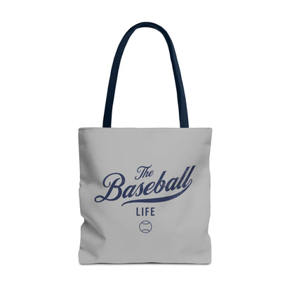 The Baseball Life Tote Bag_Gray w Navy Print
