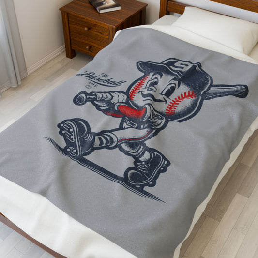 Velveteen Plush Blanket_Mr. Baseball Mascot Batter Up!