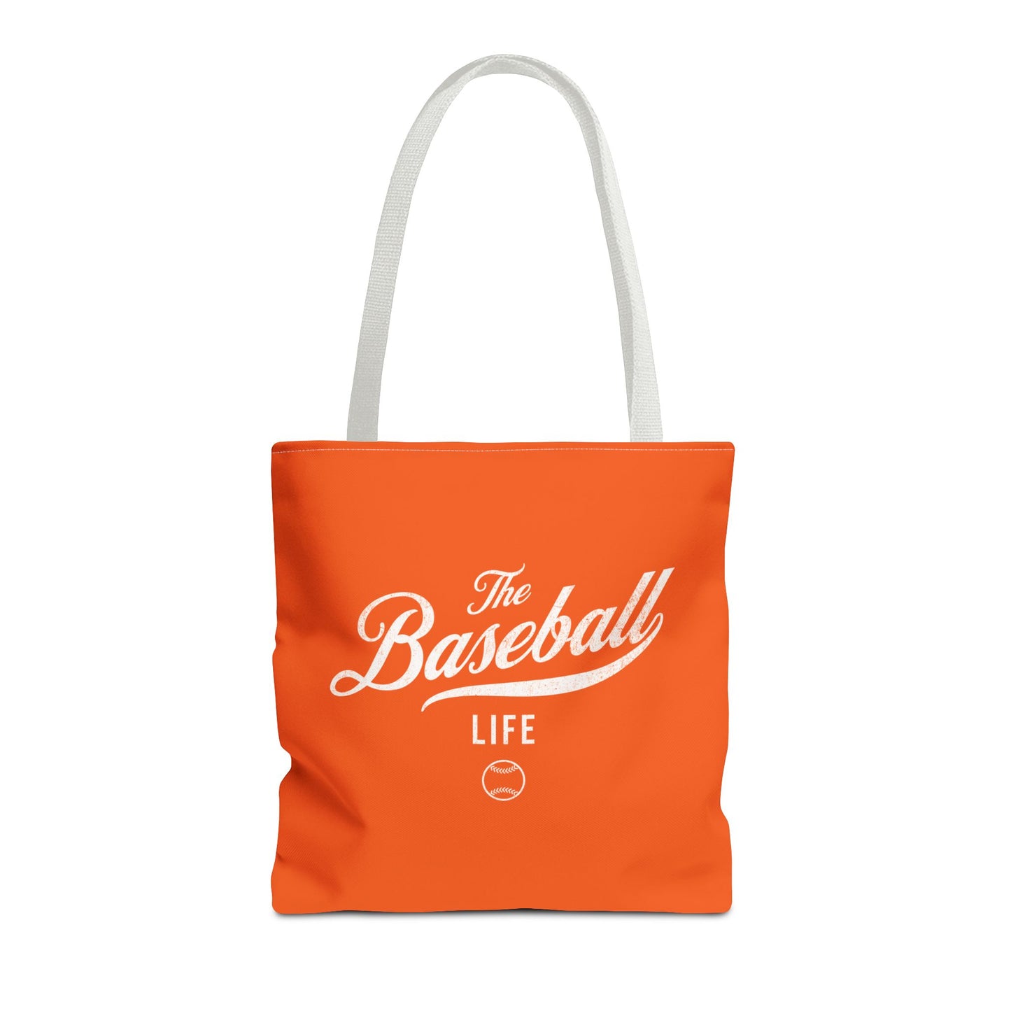 The Baseball Life Tote Bag_Orange w White Print