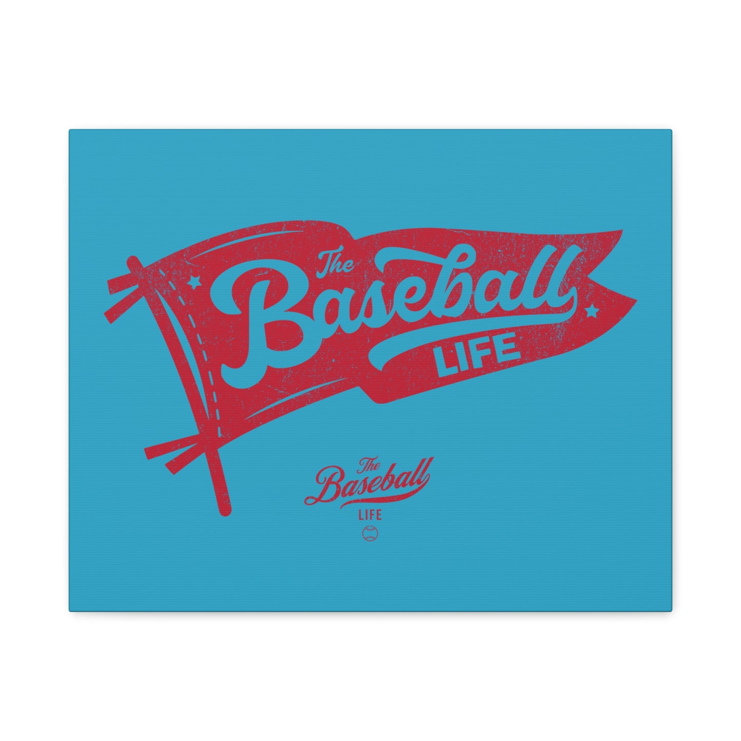Classic Pennant Wall Art Canvas_Red Print on Turquoise