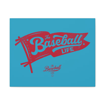 Classic Pennant Wall Art Canvas_Red Print on Turquoise