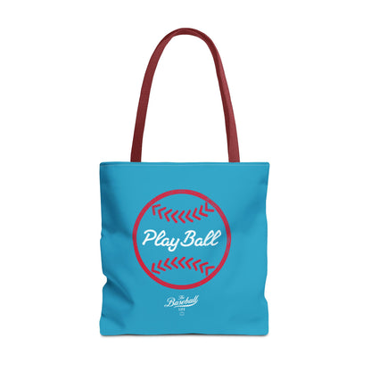 Baseball Icon Play Ball Tote Bag_Turquoise