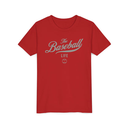 Youth The Baseball Life Classic Script T-Shirt_Silver Gray Print