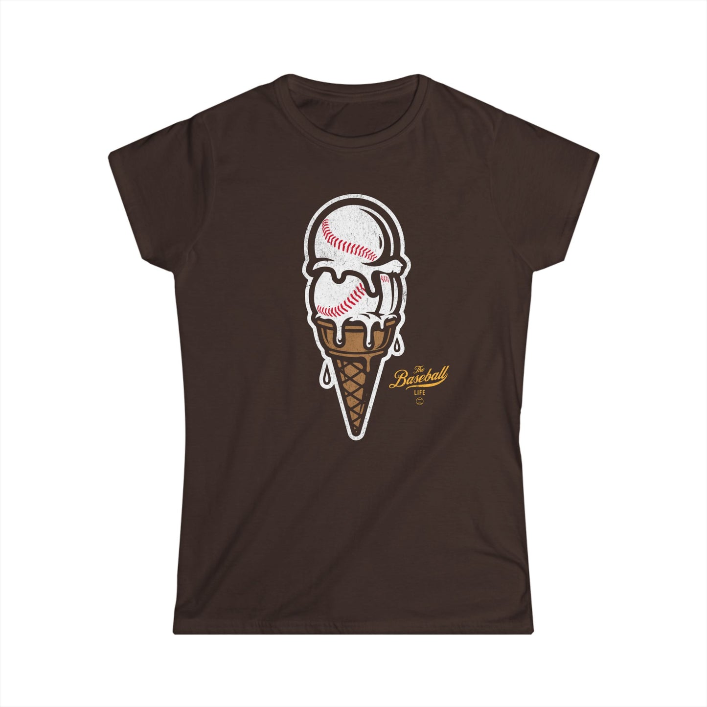 Women's Baseball Ice Cream Cone T-Shirt