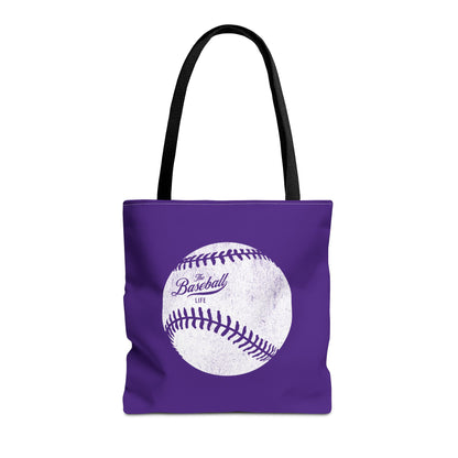 Weathered Baseball Tote Bag_Purple