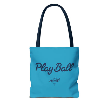 Play Ball Tote Bag_Turquoise with Navy Print
