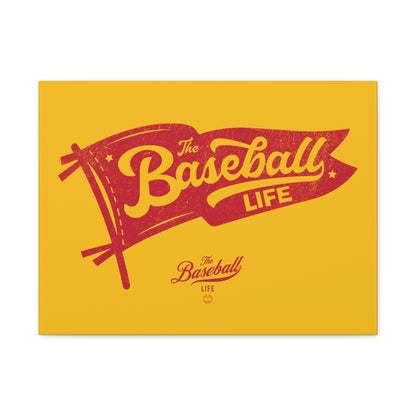 Classic Pennant Wall Art Canvas_Red Print on Yellow Gold