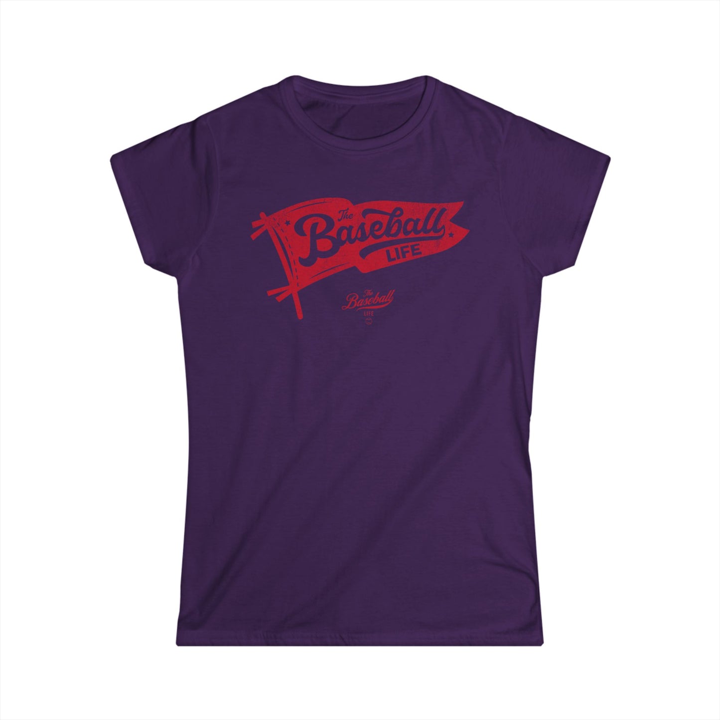 Women's Vintage Baseball Pennant T-Shirt - Red Print
