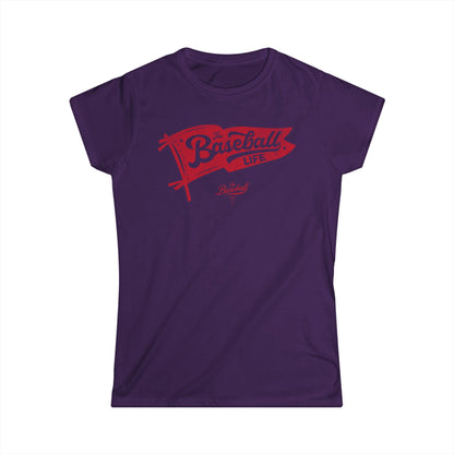 Women's Vintage Baseball Pennant T-Shirt - Red Print