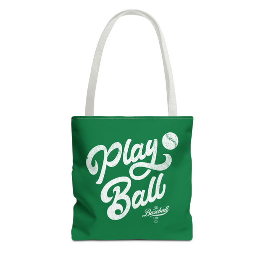 Play Ball Script Tote Bag_Green