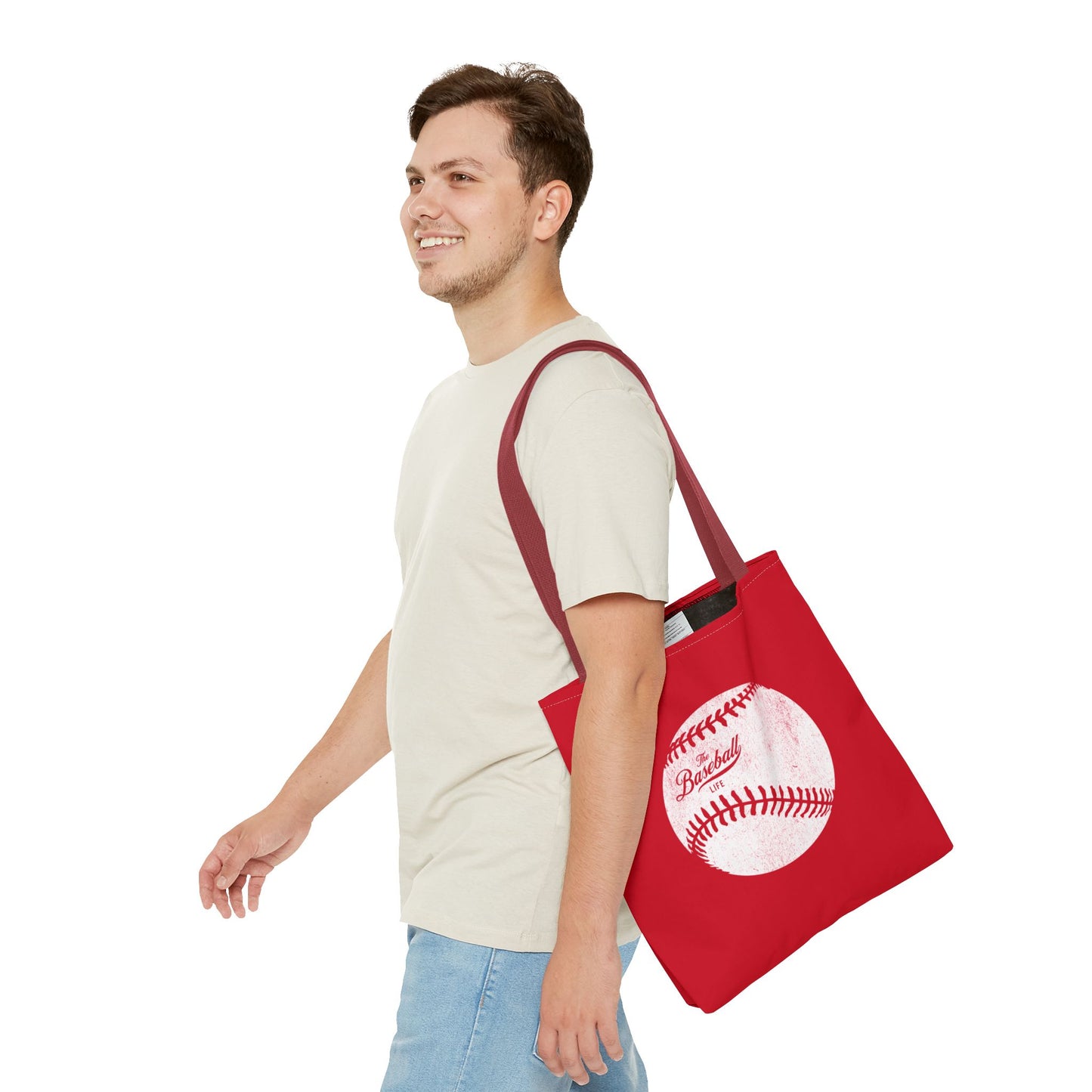 Weathered Baseball Tote Bag_Red