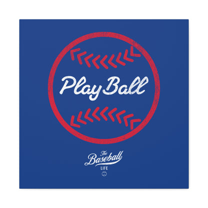 Play Ball Graphic Baseball Wall Art Canvas_Royal Blue