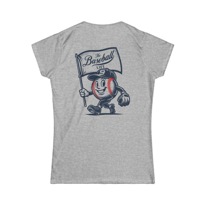 Mr. Baseball Mascot Flying Flag Women's T-Shirt