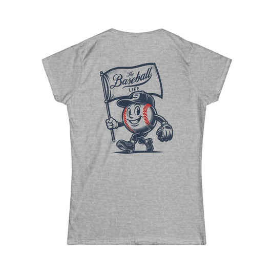 Mr. Baseball Mascot Flying Flag Women's T-Shirt