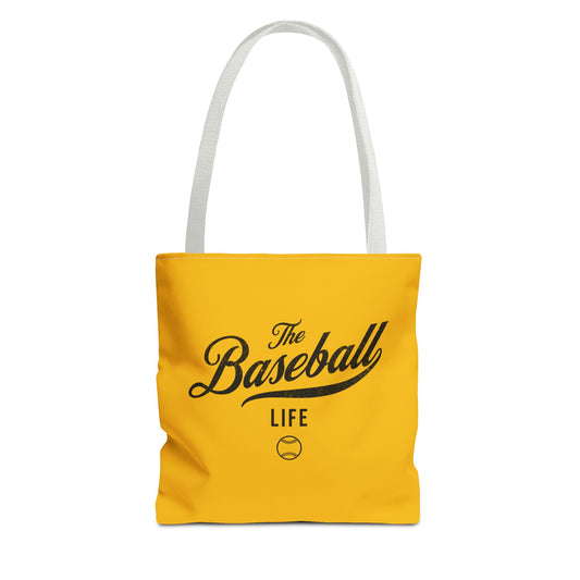 The Baseball Life Tote Bag_Yellow w Black Print