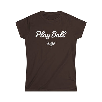 Play Ball Women's Baseball T-Shirt - White Print