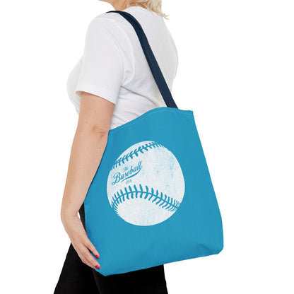 Weathered Baseball Tote Bag_Turquoise
