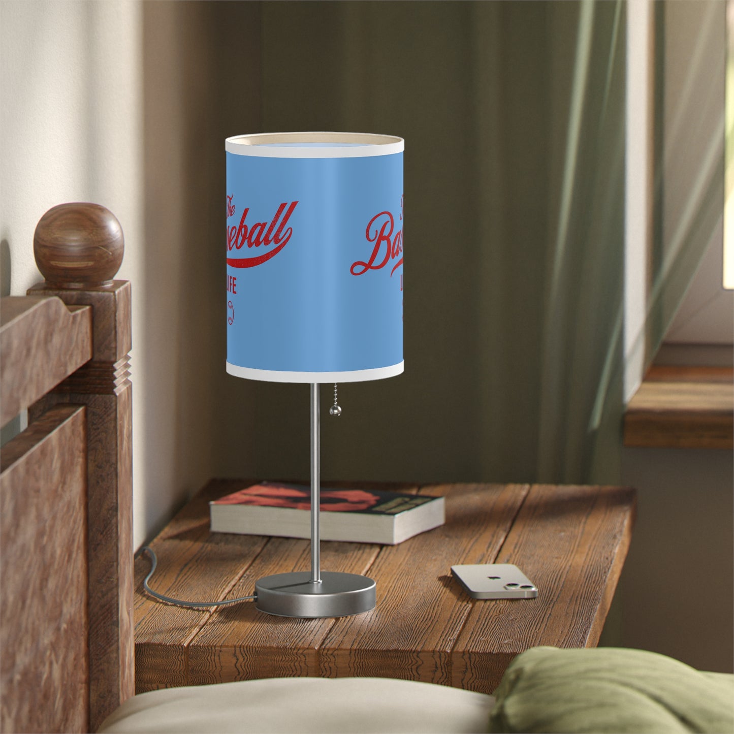 Table Lamp_Carolina Blue w Red Print