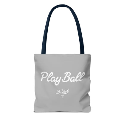 Play Ball Tote Bag_Light Gray with White Print