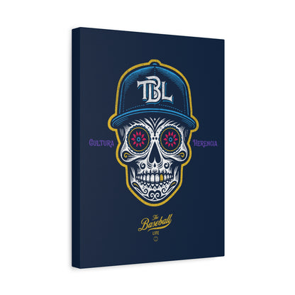 Beisbol Sugar Skull Series_Player 1 Wall Art Canvas_Navy
