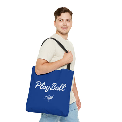 Play Ball Tote Bag_Royal Blue with White Print