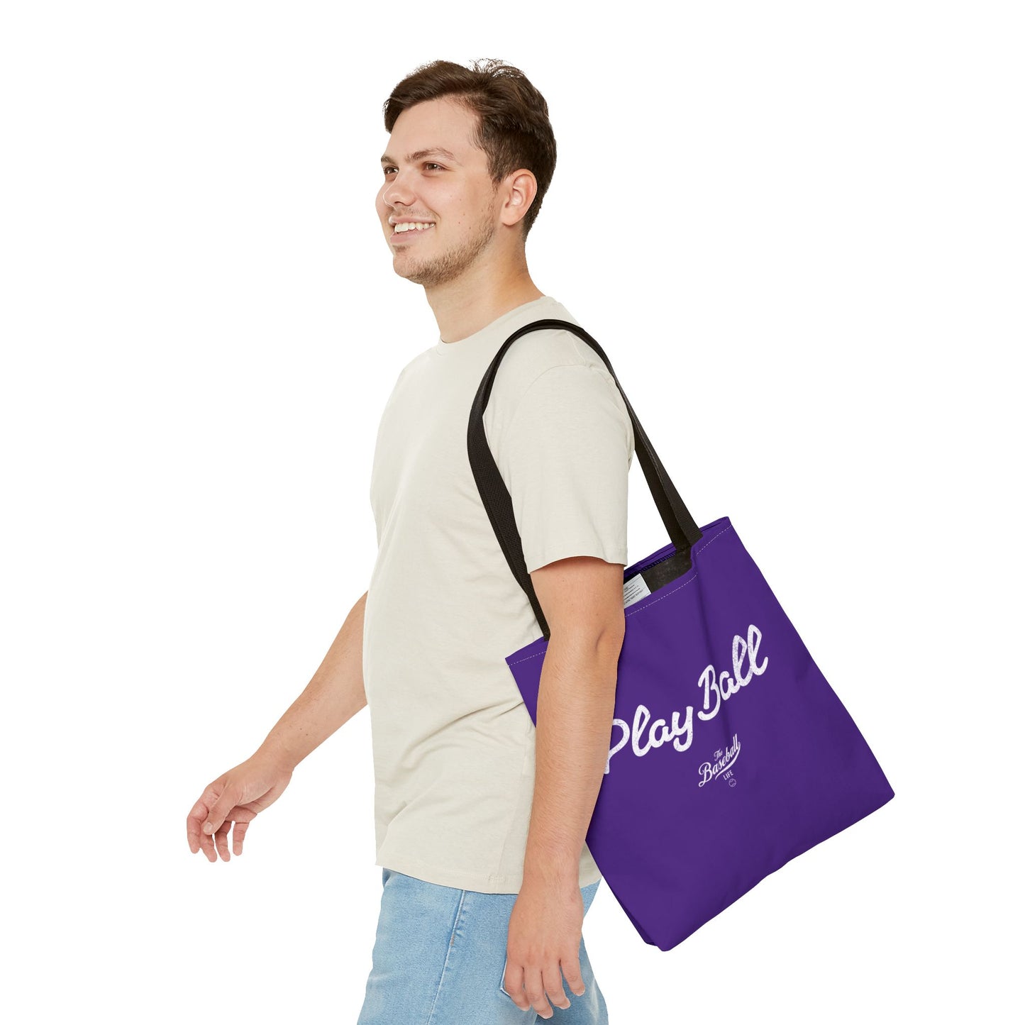 Play Ball Tote Bag_Purple with White Print