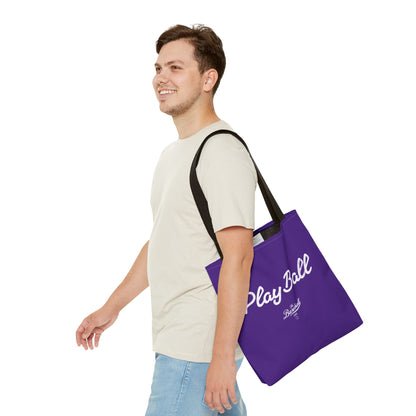 Play Ball Tote Bag_Purple with White Print