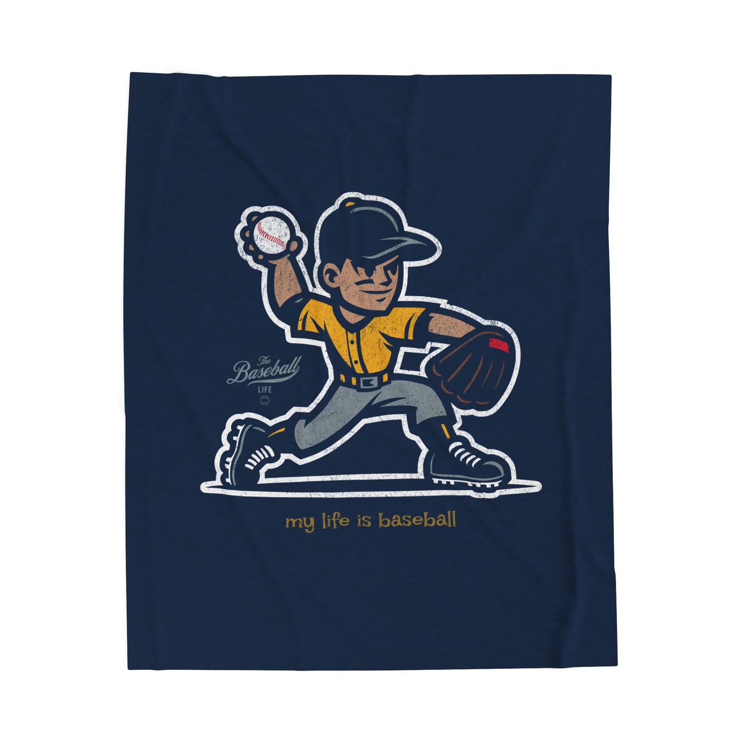 Velveteen Plush Blanket_My Life Is Baseball YellowGold Jersey