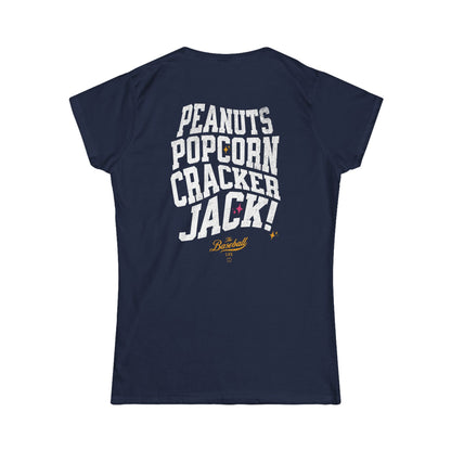 Women's Peanuts Popcorn Crackerjack Baseball T-Shirt