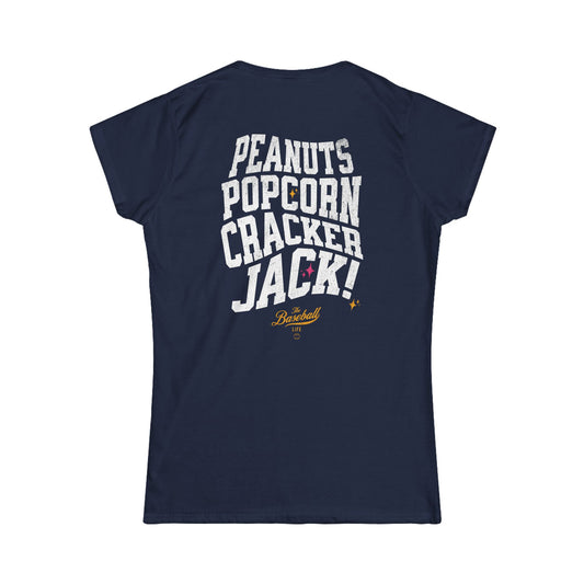 Women's Peanuts Popcorn Crackerjack Baseball T-Shirt