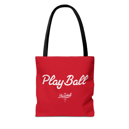 Play Ball Tote Bag_Red with White Print