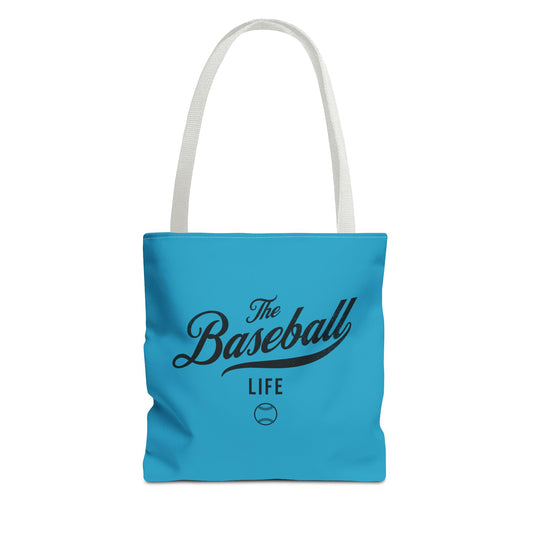 The Baseball Life Tote Bag_Turquoise w Black Print