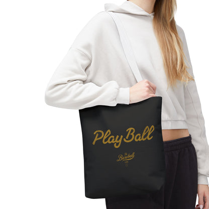 Play Ball Tote Bag_Black with Old Gold Print