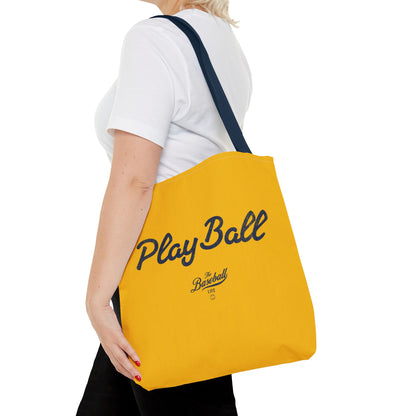 Play Ball Tote Bag_Yellow Gold with Navy Print