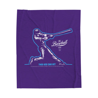 Velveteen Plush Blanket_This Kid Can Hit_Purple