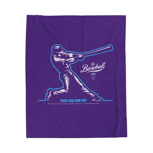 Velveteen Plush Blanket_This Kid Can Hit_Purple