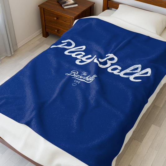 Velveteen Plush Blanket_Play Ball_Royal Blue