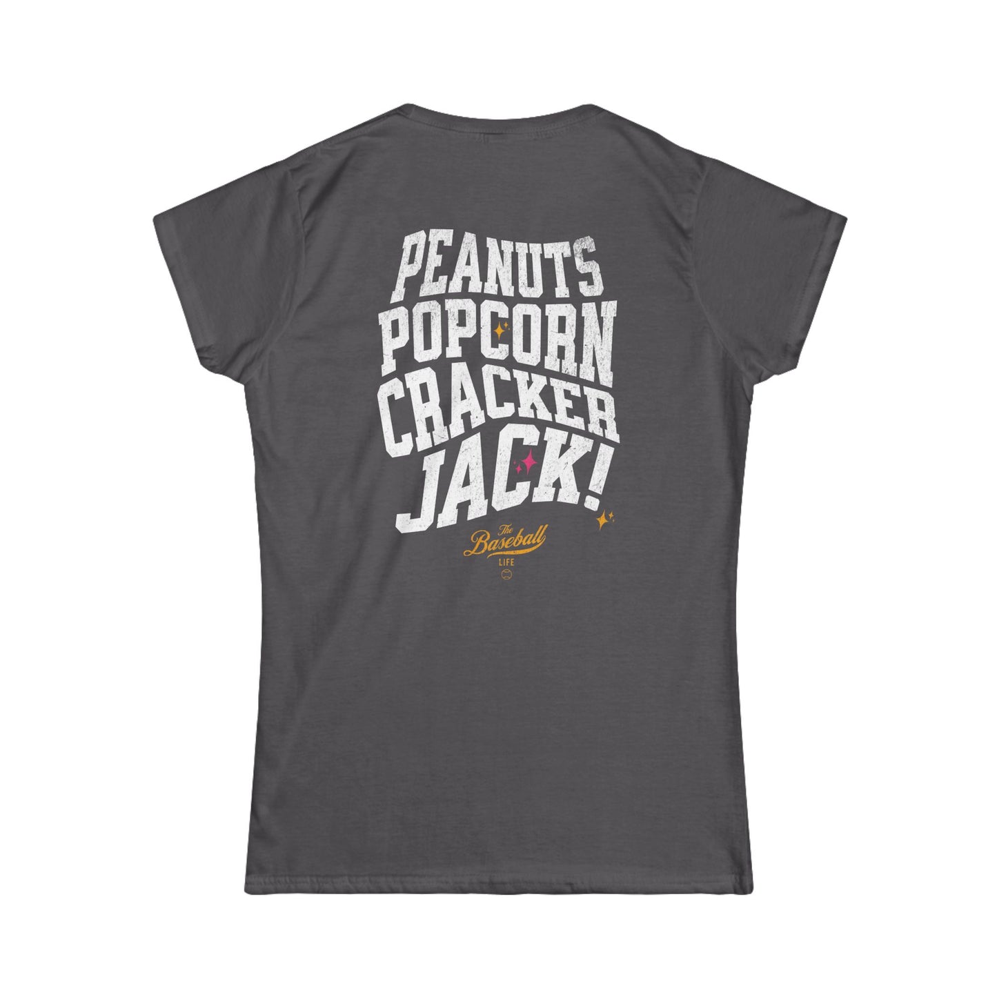 Women's Peanuts Popcorn Crackerjack Baseball T-Shirt